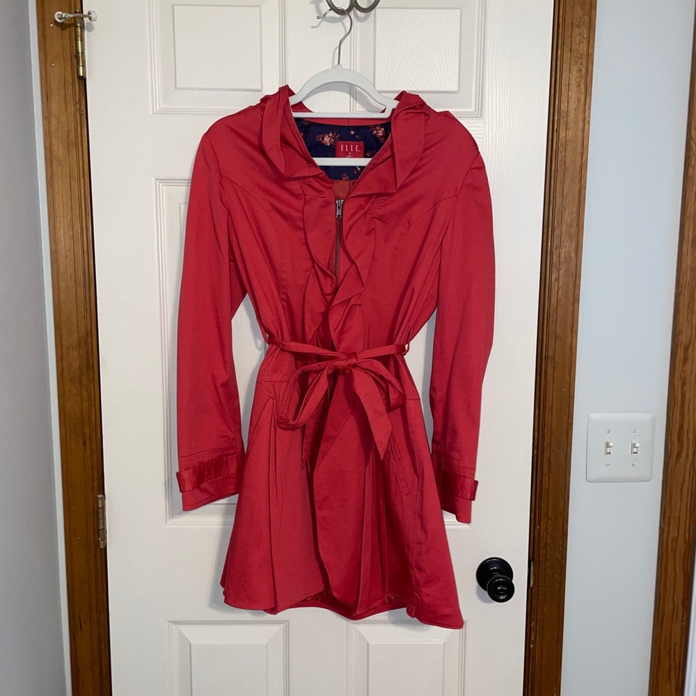 ELLE Pink/Red Ruffle Coat